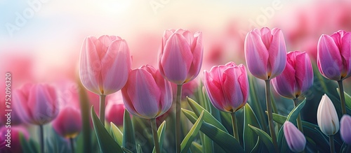 Vibrant Pink Tulip Field in...