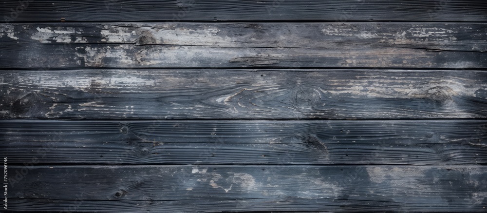 Obraz premium Weathered Wooden Wall Revealing Layers of History and Time Through Peeling Black Paint