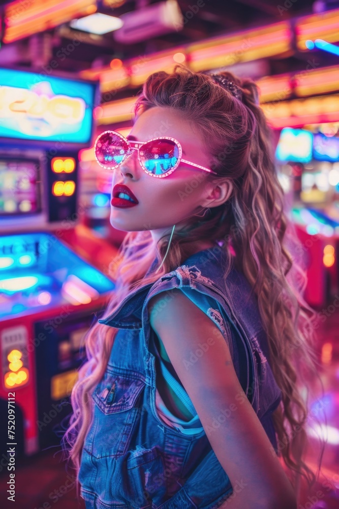 Retro chic, lifestyle 80s visual trend fashion in vibrant imagery Retro chic, lifestyle 80s visual trend fashion in vibrant imagery