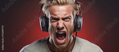 Annoyed Man Grimacing with ...