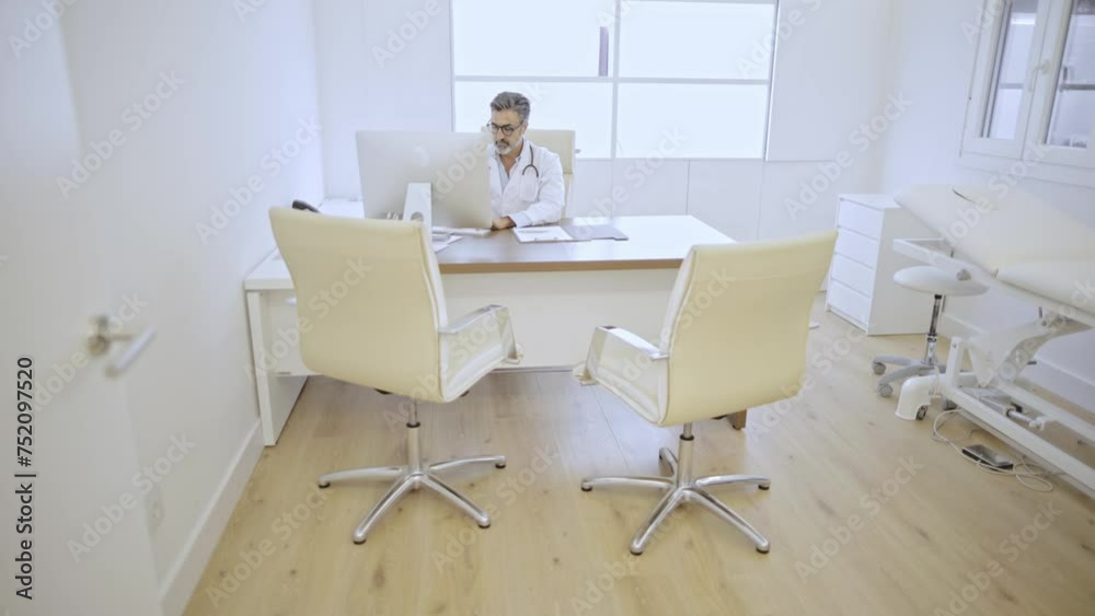 doctor inviting in a patient and treating him in a medical center
