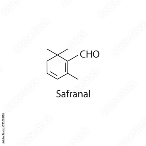 Safranal skeletal structure diagram.volatile compound molecule scientific illustration on white background.