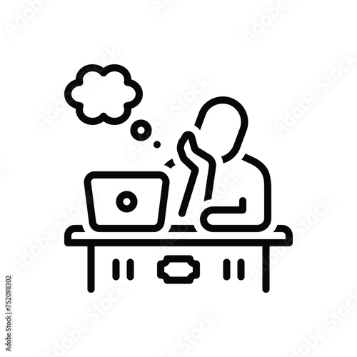 Black line icon for thinking