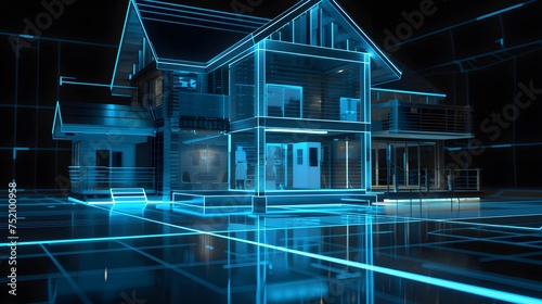 modern technology building house hologram photo