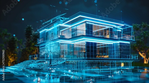 modern technology building house hologram