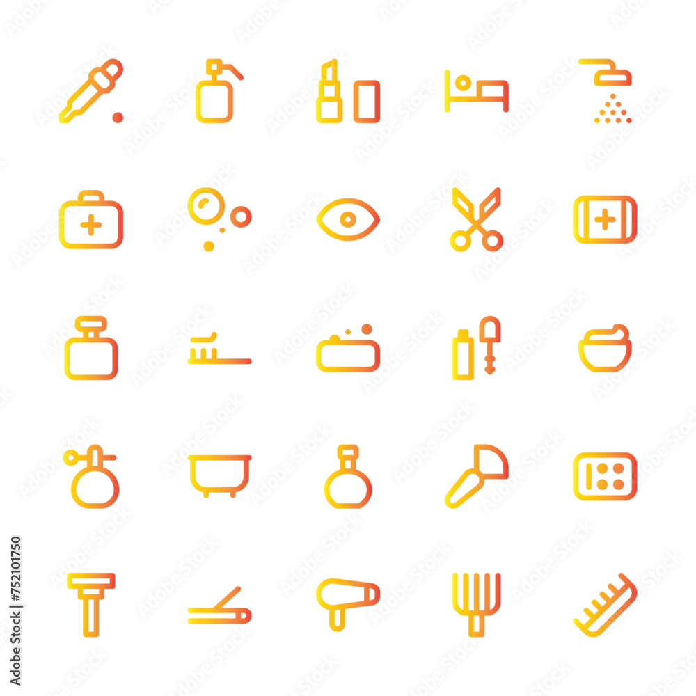 Personal Care Icon Set - Outline Gradient Personal Care Icon Set - Outline Gradient