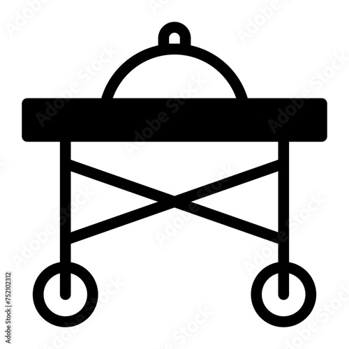 This is the Food Trolley icon from the Travel and Tours icon collection with an Mixed style