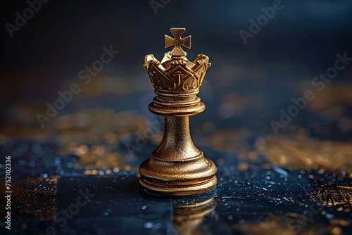 a gold chess piece with a crown © Victor