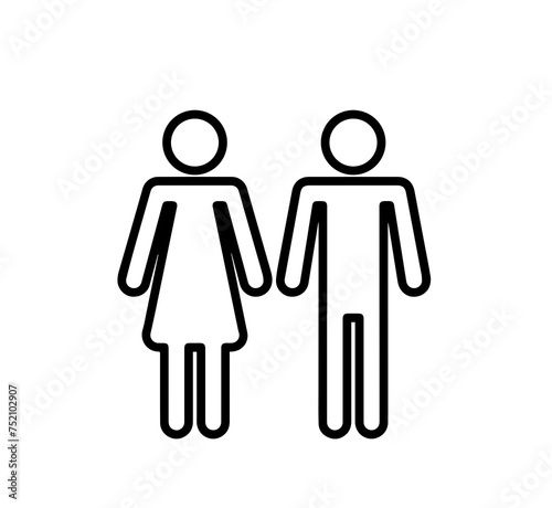man woman black outline on a white background,