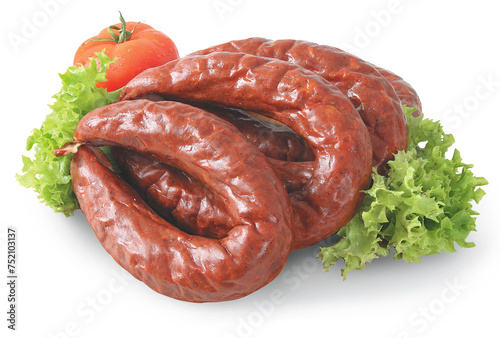 Sausage on the white background