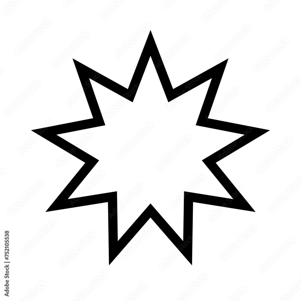 High quality vector illustration of the Baha'i faith religious star symbol isolated on white background High quality vector illustration of the Baha'i faith religious star symbol isolated on white background