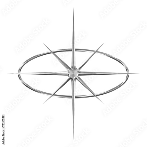 3d chrome sparkle star in y2k style isolated. Futuristic metal shining star. Cyber galaxy retro aesthetic.