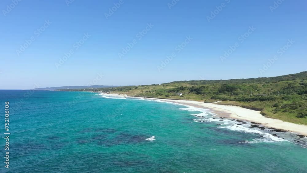 Drone view of waves on beach.Blue ocean, wave and impact power. Slowly moving . 4K. Drone view of waves on beach.Blue ocean, wave and impact power. Slowly moving . 4K.