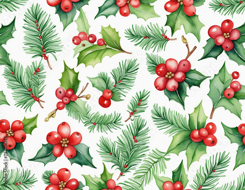 Christmas pattern drawing by watercolor