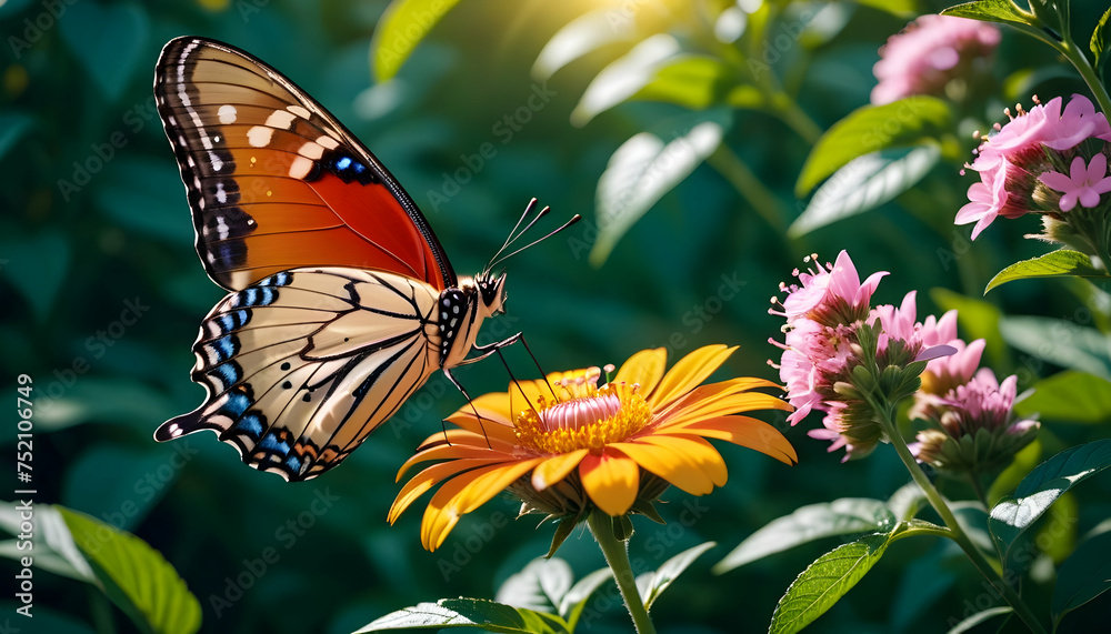 Butterfly sipping nectar from a flower Butterfly sipping nectar from a flower