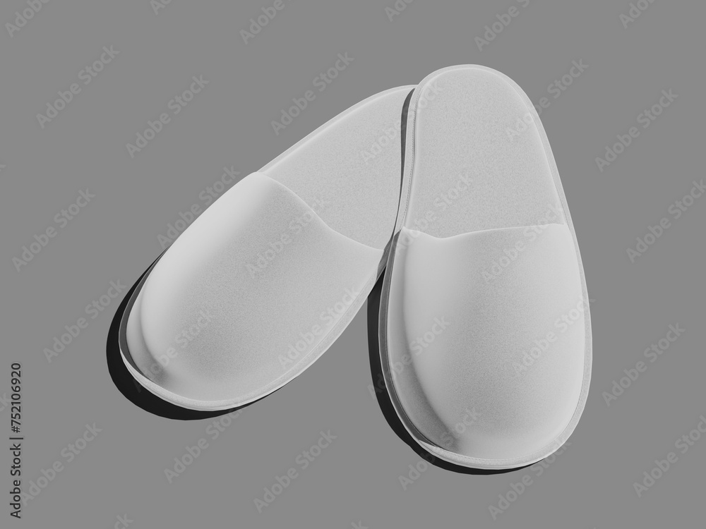 Realistic Front View White Blank Slippers 3D Mockup Realistic Front View White Blank Slippers 3D Mockup