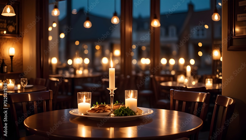 Intimate candlelit dinner in a charming cafe
