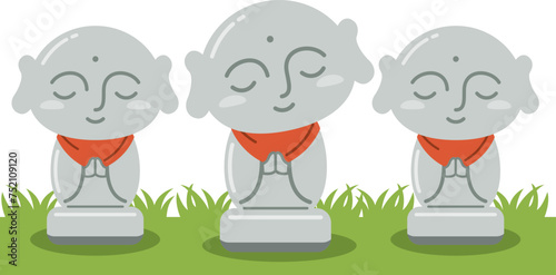 3体のかわいいお地蔵さんのイメージイラスト