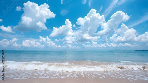 beach with blue sky and clouds summer vacation and holiday