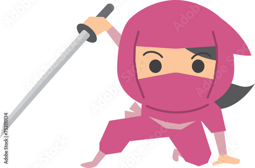刀を構える女忍者のイメージイラスト