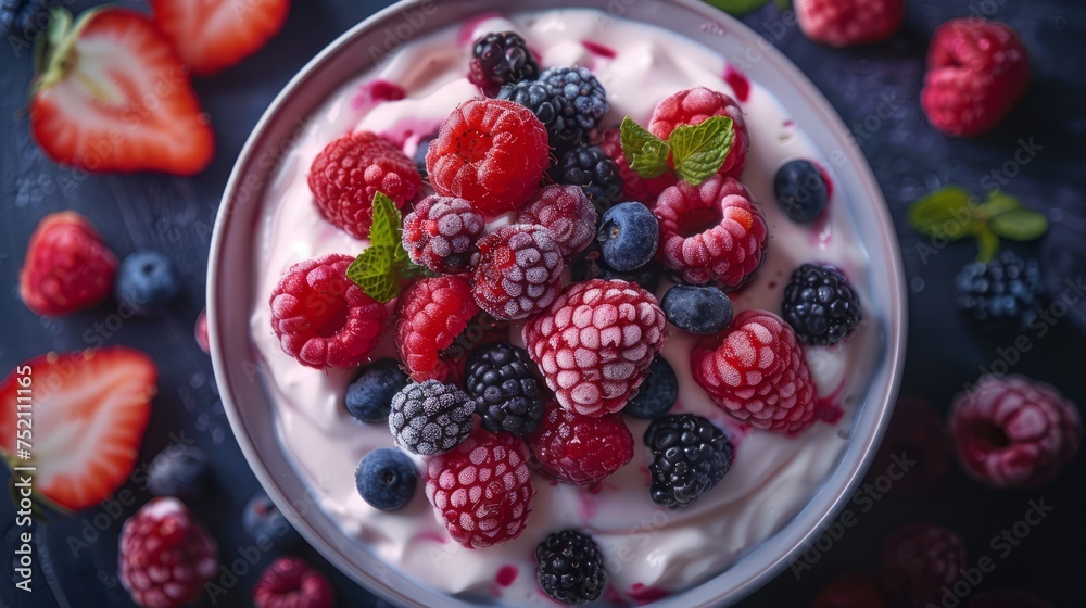 blueberry raspberry blackberry smoothie bowl, green, garnish, fresh, healthy blueberry raspberry blackberry smoothie bowl, green, garnish, fresh, healthy