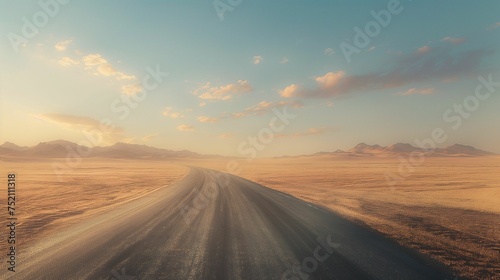 Empty road winding through a desert landscape.