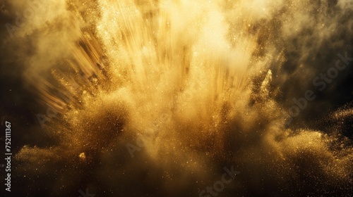 Golden explosion of dust and particles.