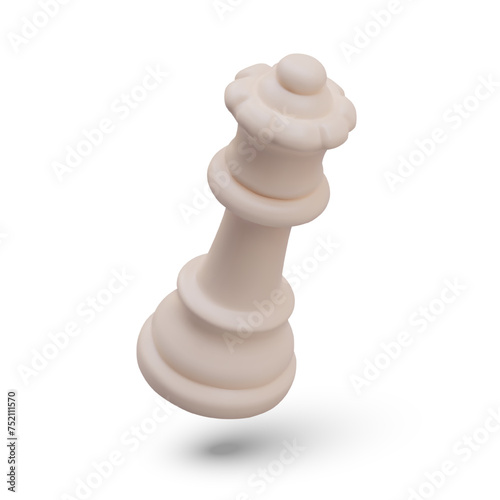White chess queen leaning forward. Attack, checkmate, maneuver