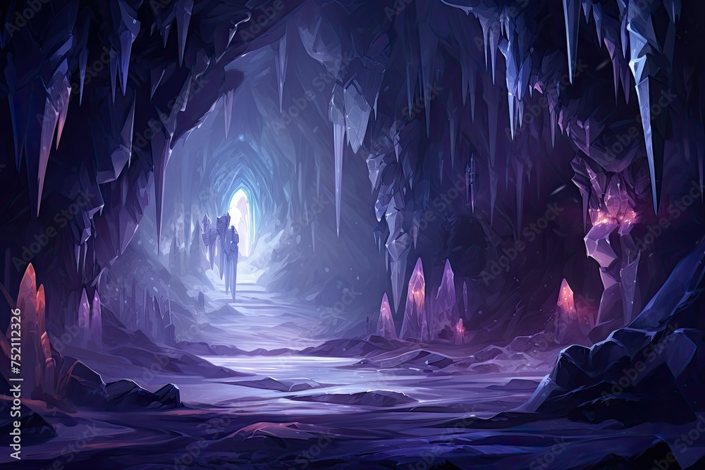 Mystical Crystal Caverns Explorations - obrazy, fototapety, plakaty 
