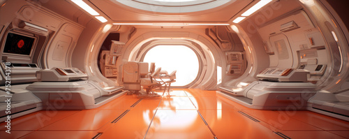 Interior of futuristic spaceship. photo