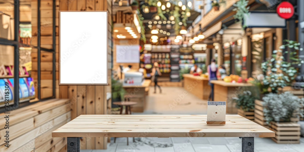 White blank billboard on wooden wall, for advertising, mockup presentations, announcements, promotions, and digital marketing.Blank Poster frame template Digital screen Supermarket Advertising banner White blank billboard on wooden wall, for advertising, mockup presentations, announcements, promotions, and digital marketing.Blank Poster frame template Digital screen Supermarket Advertising banner