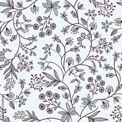 vector seamless textile pattern with decorative flowers
