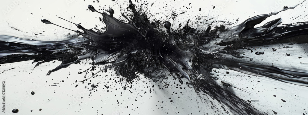 Obraz premium black dust explosion on white background