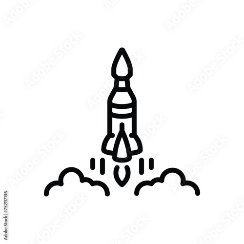 Black line icon for rocket