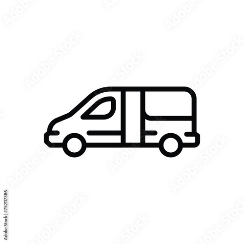 Black line icon for van