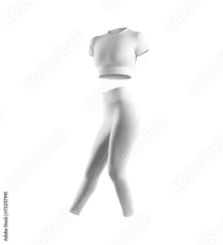 Close up view modern realistic isolated women s aerobic suit on plain background  suitable for women fitness equipment project.