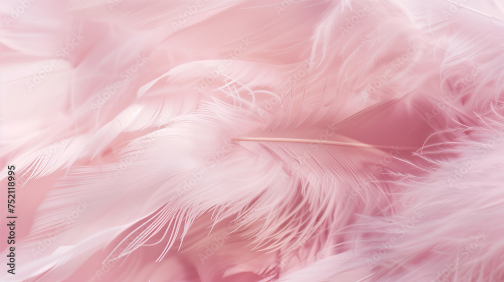 Abstract up close soft pink feathers background, furry fluffy texture