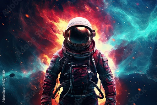 Serene Space Odyssey with Nebula Background