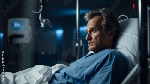 Middle-aged man lying sick in a hospital bed © sema_srinouljan