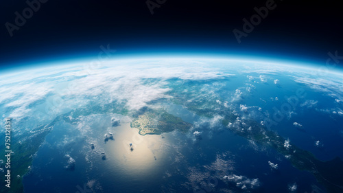 The horizon line visible from space