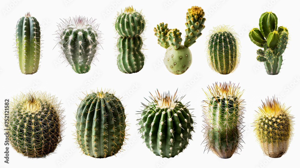 cactus collection isolated on white background. - obrazy, fototapety, plakaty 