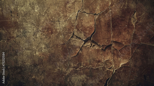 A close-up of a weathered brown and black wall with visible cracks running through it