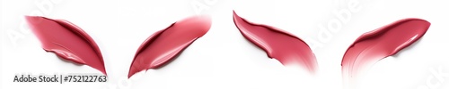 banner cosmetic smears of glossy lip gloss texture in red color on white background
