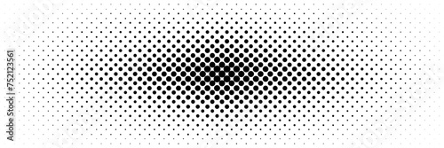 horizontal halftone of black circle design for pattern and background.