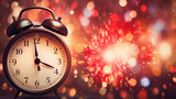 alarm clocks with a New Year's Eve background