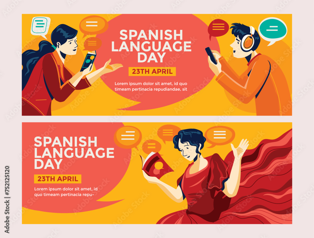 Spanish Language Day Vector banner flat design Spanish Language Day Vector banner flat design
