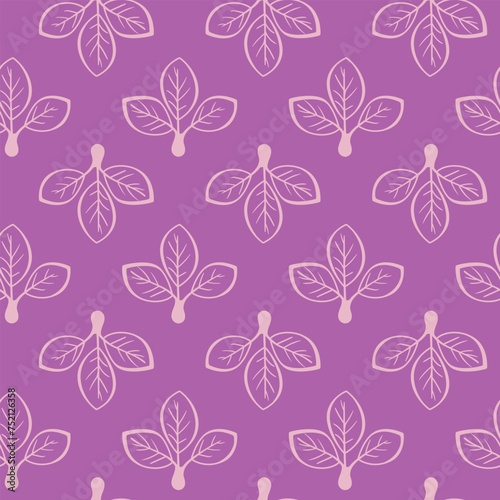 Hand drawn floral pattern vector design. Simple ornament with plant and leaf.