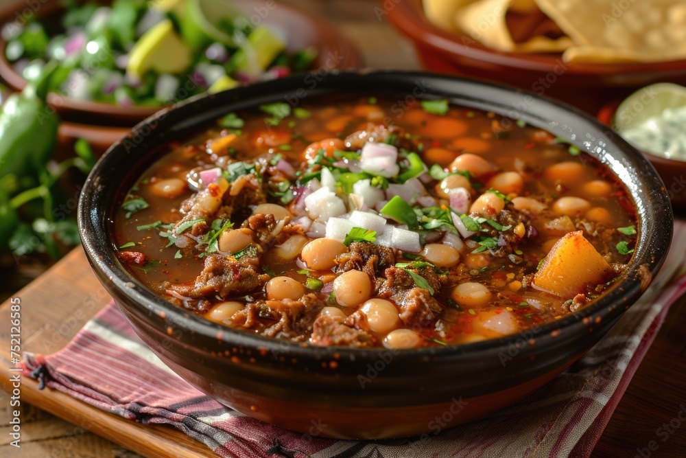 mexican soup on wooden background. ai generated mexican soup on wooden background. ai generated