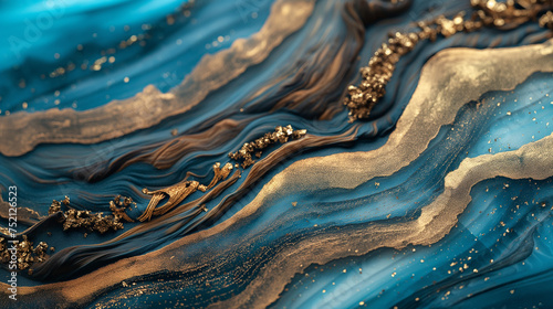 abstract background creating depth and movement waves of epoxy resin and wood with gold flecks