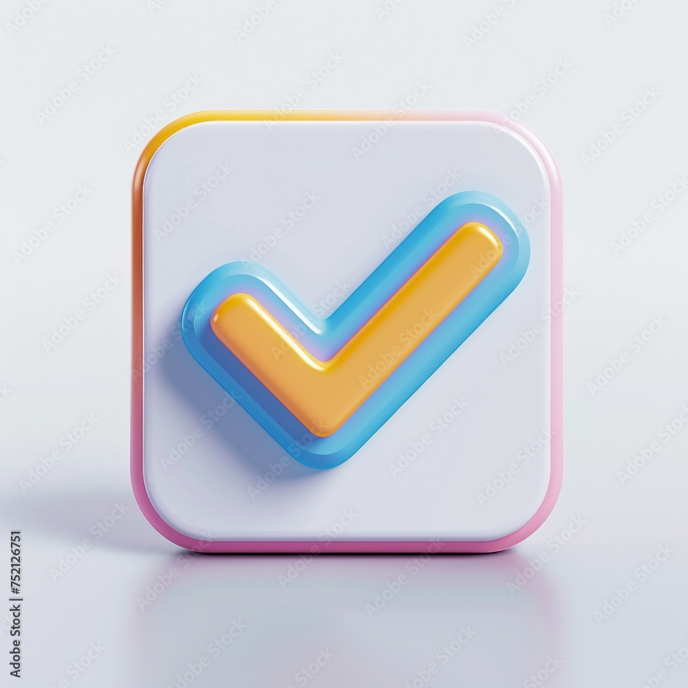 check icon, 3D render, white background, generative AI check icon, 3D render, white background, generative AI